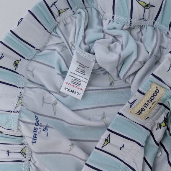 Life Is Good Martini Embroidery & Print PJ Set Short Sleeve Top Pant Teal XL NWT - Picture 14 of 16